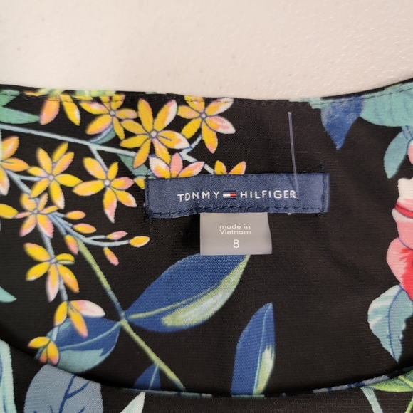 Tommy Hilfiger Womens Floral Tank Dress Ruffle Bottom Black And Floral Sz 8 - Picture 4 of 7
